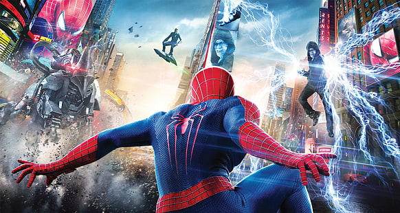 Удивительный Человек-паук 2, Человек-паук, Электро, Носорог, 4K, HD обои HD wallpaper