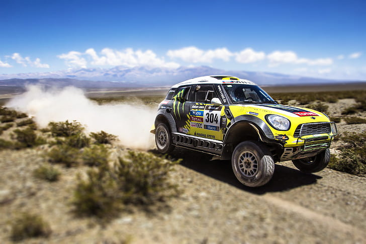 Auto, Mini, Yellow, Sport, Race, Day, Mini Cooper, Dakar, SUV, Rally, 2014, X-raid, 304, HD wallpaper