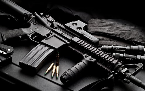 416, ammunition, pistol, heckler, koch, militär, gevär, vapen, HD tapet HD wallpaper