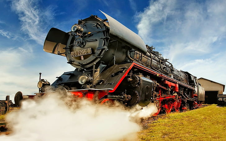 lokomotif uap, kereta api, Wallpaper HD