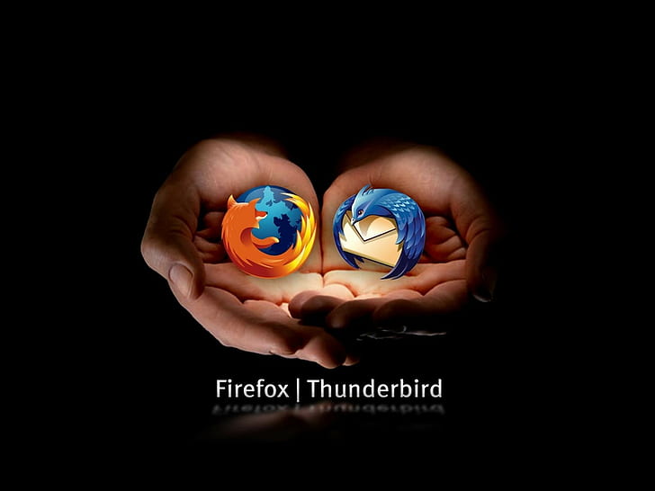 Mozilla Firefox, logo, open source, navigateur, dark, fox, Thunderbird, Fond d'écran HD