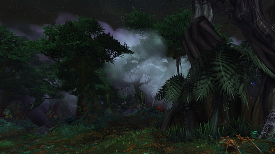 рисование зеленых деревьев, видеоигры, World of Warcraft, Warlords of Draenor, World of Warcraft: Warlords of Draenor, лес, HD обои HD wallpaper