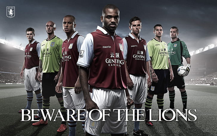 Aston Villa, méfiez-vous du match de football des Lions, équipe, Angleterre, football, affiche, Fond d'écran HD