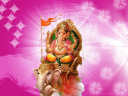 Lord Ganesha sentado no elefante, cartaz do senhor Ganesha, festivais / festas, Ganesh Chaturthi, ganesha, elefante, cenário, senhor, HD papel de parede HD wallpaper