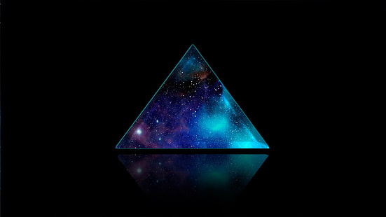 galaxy prism, space, triangle, galaxy, backgound, digital art, HD wallpaper HD wallpaper