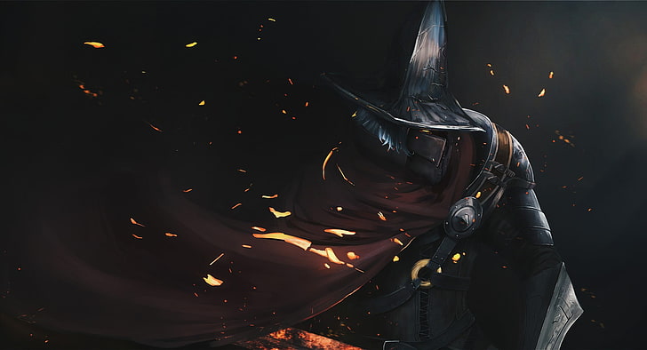 ตัวละครที่เคลื่อนไหวด้วยหมวกสีดำศิลปะแฟนตาซีชุดเกราะเวทมนตร์ Dark Souls III, วอลล์เปเปอร์ HD