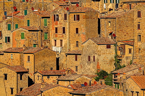 Italie, Toscane, maison, ville, immeuble ancien, Fond d'écran HD HD wallpaper