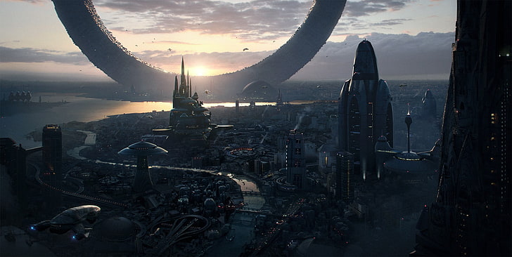 screenshot film kota, kota futuristik, karya seni, fiksi ilmiah, futuristik, Wallpaper HD