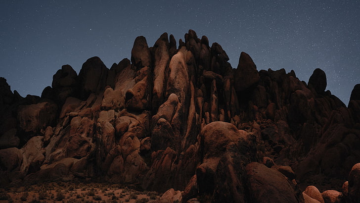 Mojave, nature, désert, rochers, nuit, Fond d'écran HD