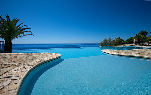 Сардиния, пътуване, хотел Costa dei Fiori, 4k, басейн, Италия, 5k, туризъм, безкраен басейн, HD тапет HD wallpaper