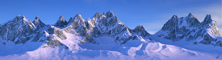 Гора ледника в дневное время, Гора, Снег, циклы, ледник, дневное время, блендер 3d, природа, горный пик, зима, пейзаж, европейские Альпы, синий, на открытом воздухе, пейзажи, небо, лед, HD обои