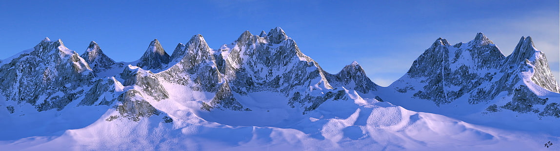 Гора ледника в дневное время, Гора, Снег, циклы, ледник, дневное время, блендер 3d, природа, горный пик, зима, пейзаж, европейские Альпы, синий, на открытом воздухе, пейзажи, небо, лед, HD обои HD wallpaper