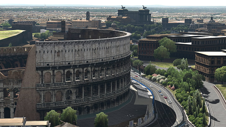 Colisée à Rome, Rome, Italie, paysage urbain, art numérique, Fond d'écran HD