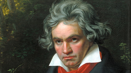 painting of man in white and black collared top, men, musician, painting, Ludwig van Beethoven, HD wallpaper HD wallpaper