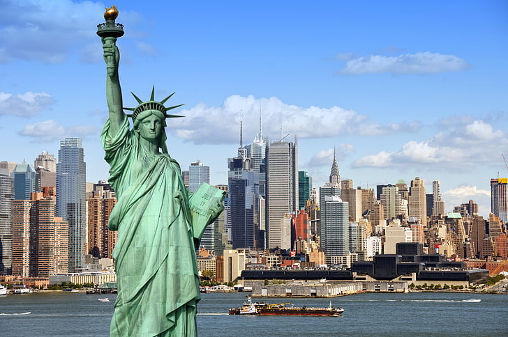 تمثال الحرية ، نيويورك ، مدينة نيويورك ، تمثال الحرية ، العاصمة، خلفية HD