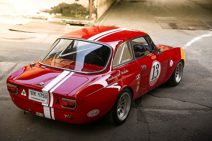 Rojo, Coupe, Corsa, Sportcar, Alfa Romeo GTA, Fondo de pantalla HD