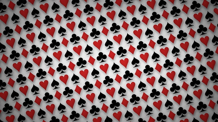 Hearts, pattern, playing Cards, Simple, spades, HD wallpaper