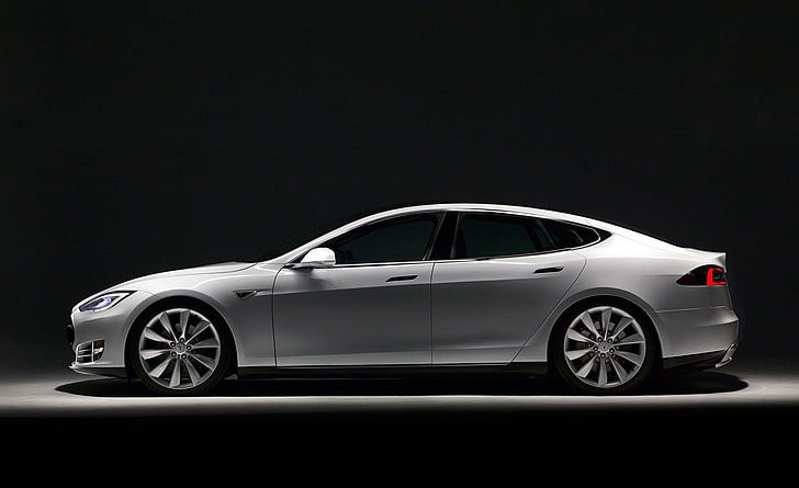 Tesla Model S, sedan perak, Mobil, Mobil Lainnya, putih, gelap, 2013, Wallpaper HD