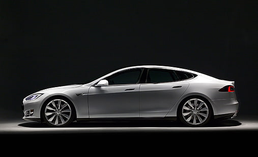 Tesla Model S, sedan perak, Mobil, Mobil Lainnya, putih, gelap, 2013, Wallpaper HD HD wallpaper