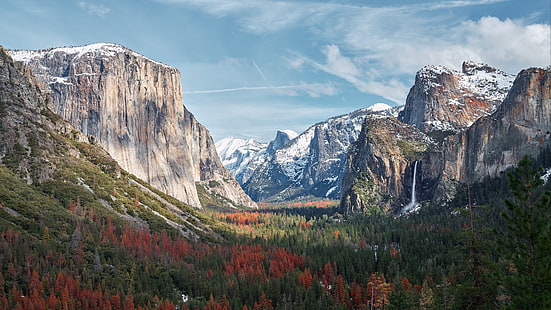 Yosemite Valley, Stati Uniti d'America, Stati Uniti d'America, Yosemite, California, Parco Nazionale di Yosemite, cresta, valle, foresta, massiccio, neve precoce, El Capitan, autunno, mount, vista tunnel, Parco Nazionale, Yosemite Valley vista tunnel, deserto, scenario di monte,montagna, natura, Sfondo HD HD wallpaper