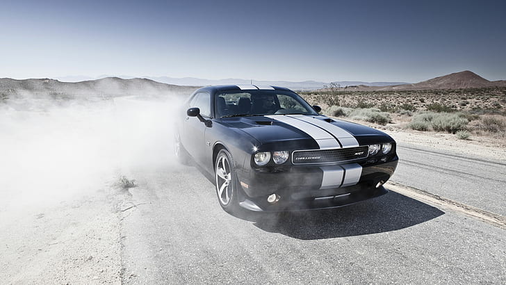 Dodge Challenger Burnout Smoke HD, автомобили, дым, увернуться, выгорание, претендент, HD обои