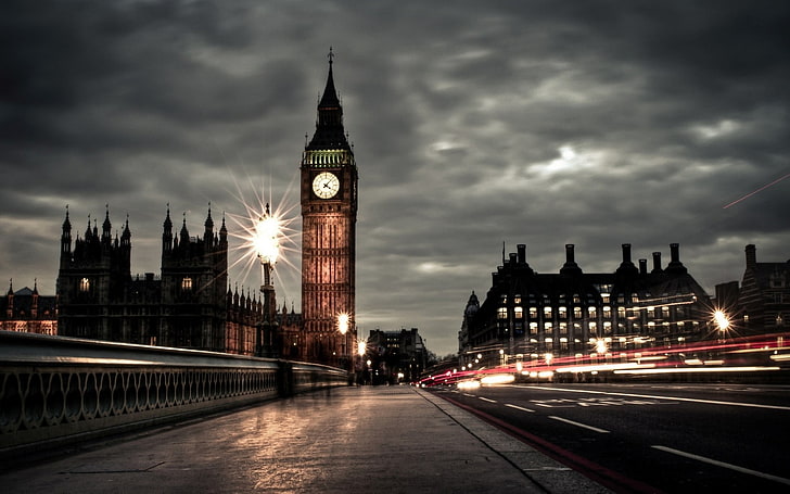 Big Ben, Londres, Big Ben, tours de l'horloge, paysage urbain, Londres, longue exposition, Westminster, Fond d'écran HD