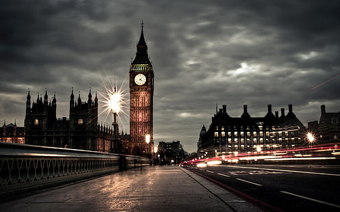 Big Ben, London, Big Ben, klocktorn, stadsbild, London, lång exponering, Westminster, HD tapet HD wallpaper