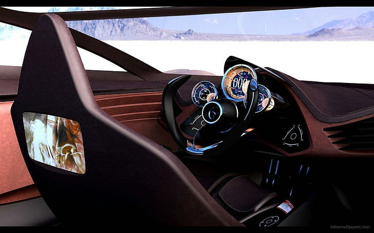 Mazda Nagara Concept Interior، مقود سيارة أسود، داخلي، مفهوم، مازدا، نجارا، سيارات، خلفية HD