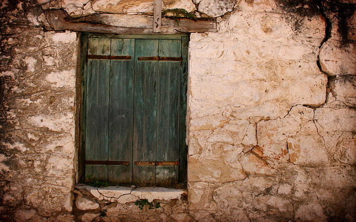 green wooden window, wall, window, building, HD wallpaper