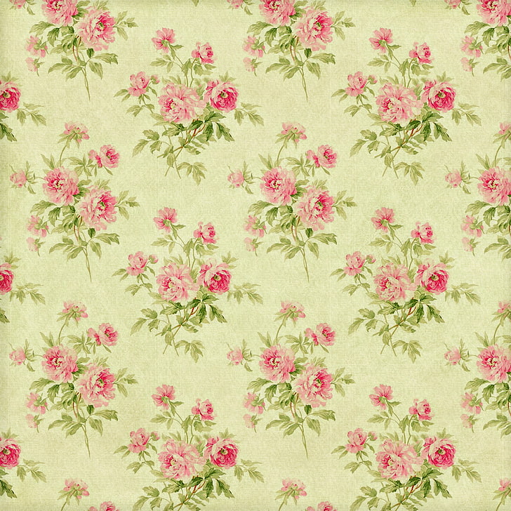 tela floral beige y rosa, fondo, papel tapiz, ornamento, vintage, textura, floral, patrón, papel, Fondo de pantalla HD