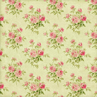 бежево-розовая цветочная ткань, фон, обои, орнамент, винтаж, текстура, цветочный, узор, бумага, HD обои HD wallpaper