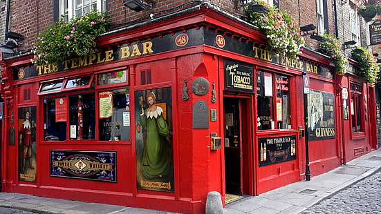 Temple Bar, pub, bar, Dublín, Irlanda, Europa, edificio, Fondo de pantalla HD HD wallpaper