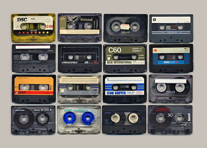 dużo kaset, muzyka, kaseta, Tapety HD