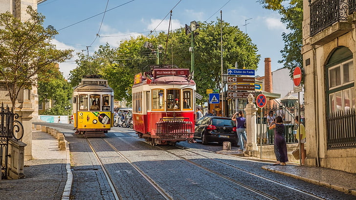 Transport, Trams, Portugal, Lissabon, HD wallpaper