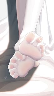 beyaz külotlu çorap, ayak parmakları, ayak fetişizmi, ayak tabanı, ayaklar, dikey, anime kızlar, külotlu çorap, HD masaüstü duvar kağıdı HD wallpaper