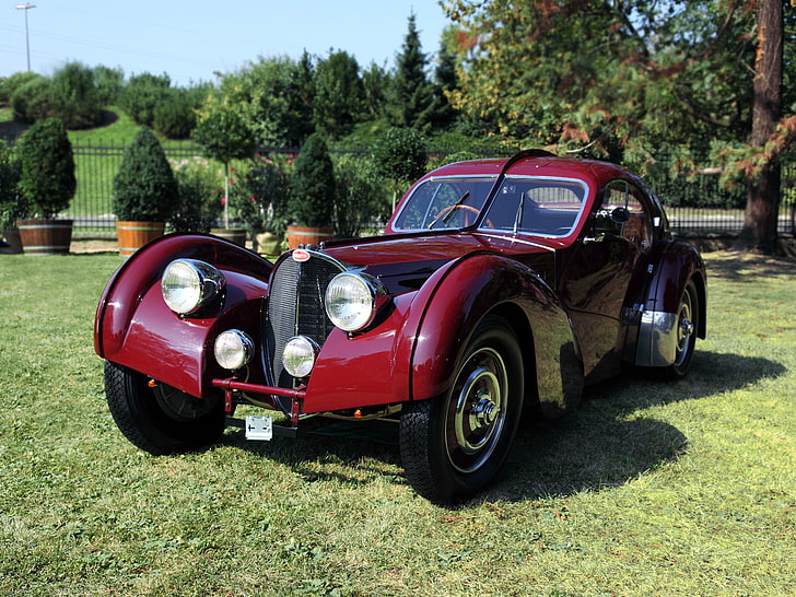 1936, 57sc, atlantycki, bugatti, coupe, retro, supersamochód, typ, Tapety HD