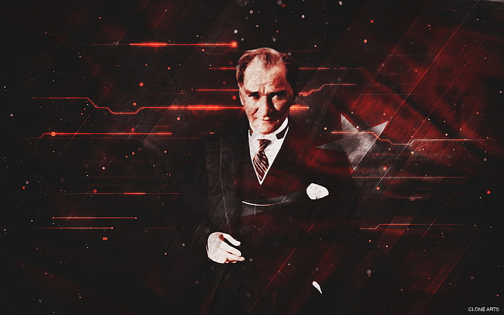 man's portrait photo, Mustafa Kemal Atatürk, HD wallpaper