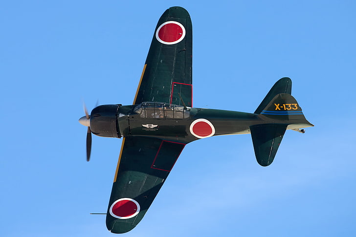 pesawat tempur, Mitsubishi, Jepang, dek, mudah, A6M Zero, Wallpaper HD