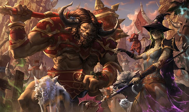 World of Warcraft, horde, Taurens, undead, HD wallpaper