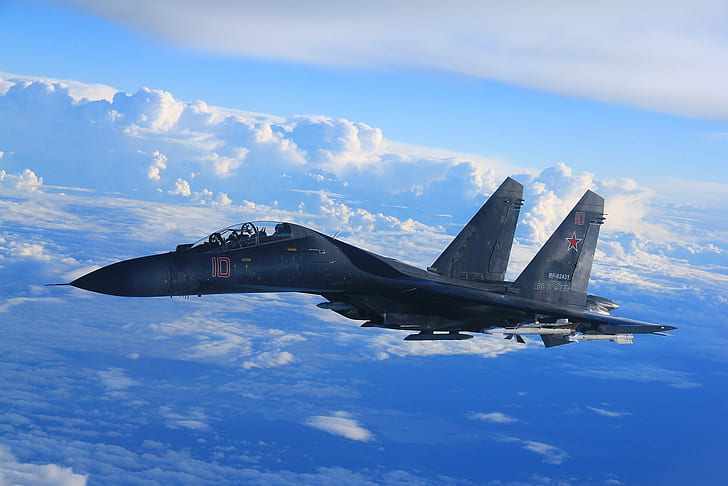 Реактивные истребители, Сухой Су-35, ВВС, Самолеты, Военные, HD обои