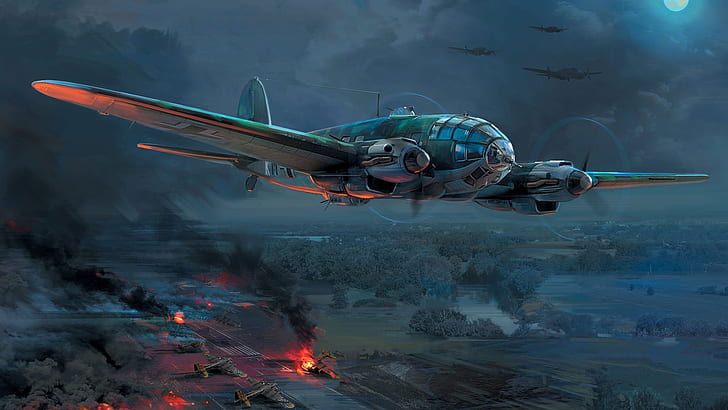 空軍、ハインケル、ドイツ中爆撃機、He 111 H-20、 HDデスクトップの壁紙