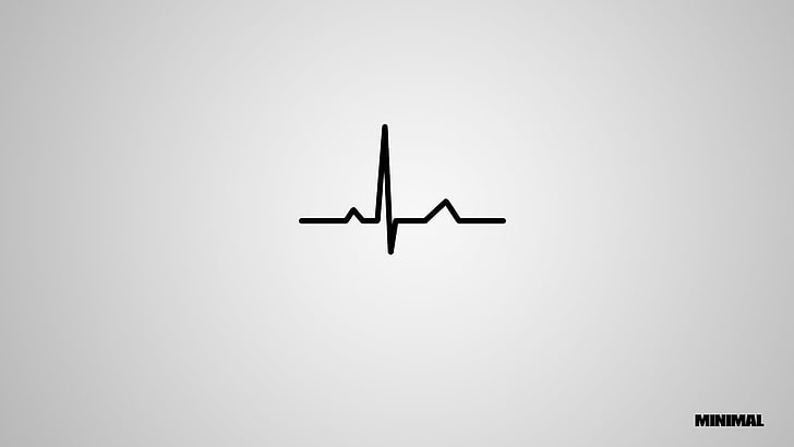 Logo minimal, sfondo digitale a battito cardiaco, minimalismo, techno, Tatof, musica, semplice, qrs, ekg, ECG, cuore, suono, monocromatico, opere d'arte, arte digitale, Sfondo HD