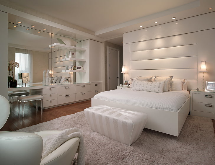 mesa de madeira branca, casa, sala, sofá, HD papel de parede