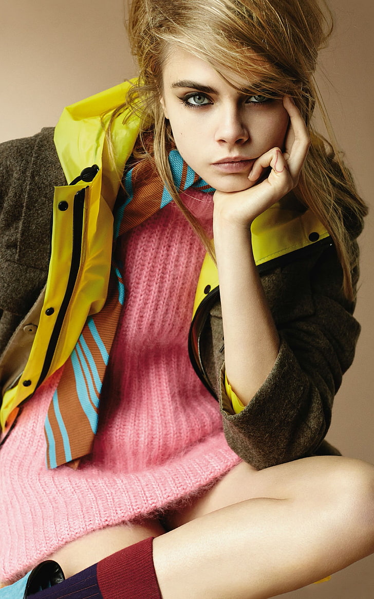 Cara Delevingne, model, women, dyed hair, portrait display, HD wallpaper