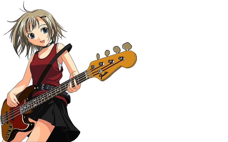 anime girl guitarist wallpaper, anime, girl, guitar, music, fun, HD wallpaper