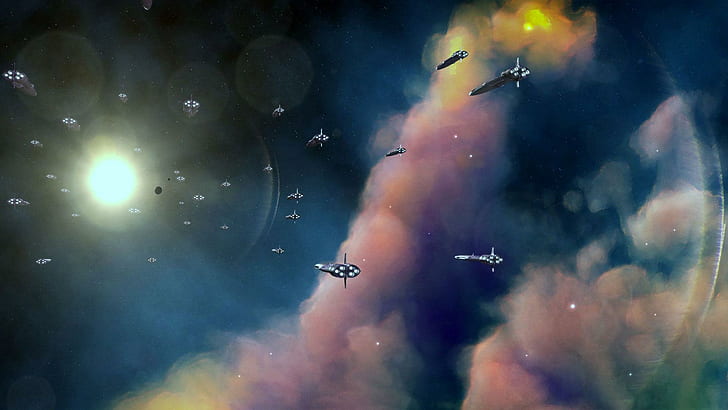 Spaceships, black spaceships, fantasy, 1920x1080, spaceship, HD wallpaper