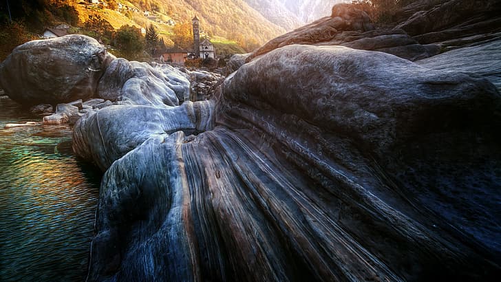 river, Switzerland, Valle Verzasca, HD wallpaper
