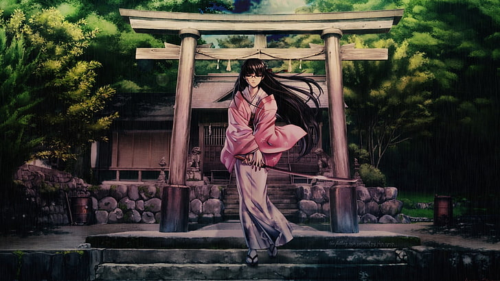 schwarze behaarte Mädchenillustration, Anime, schwarze Lagune, HD-Hintergrundbild