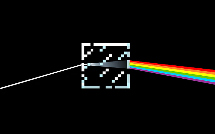 Pink Floyd Dark Side of the Moon, Minecraft, Pink Floyd, минимализъм, видео игри, музика, дигитално изкуство, прост фон, HD тапет