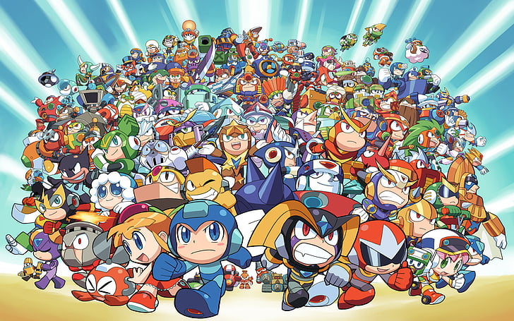 Mega Man, Air Man (Mega Man), Aqua Man (Mega Man), Astro Man (Mega Man), Auto (Mega Man), Ballade (Mega Man), Bass (Megaman), Blade Man (Mega Man), Blizzard Man (Mega Man), Bomb Man (Mega Man), Bond Man (Mega Man), Bright Man (Mega Man), Bubble Man (Mega Man), Burner Man (Mega Man), Burst Man (Mega Man), Buster Rod G (Mega Man), Centaur Man (Mega Man), Charge Man (Mega Man), Chill Man (Mega Man), Cloud Man (Mega Man), Clown Man (Mega Man), Cold Man (Mega Man), Commando Man ( Mega Man), Concrete Man (Mega Man), Copy Mega (Mega Man), Crash Man (Mega Man), Crystal Man (Mega Man), Cut Man (Mega Man), Dive Man (Mega Man), Drill Man (Mega Man) Man), Dust Man (Mega Man), Dynamo Man (Mega Man), Elec Man (Mega Man), Enker (Mega Man), Fake Man (Mega Man), Fire Man (Mega Man), Flame Man (Mega Man) , Flash Man (Mega Man), Freeze Man (Mega Man), Frost Man (Mega Man), Galaxy Man (Mega Man), Gemini Man (Mega Man), Gravity Man (Mega Man), Grenade Man (Mega Man), Ground Man (Mega Man), Guts Man (Mega Man), Gy ro Man (Mega Man), Hard Man (Mega Man), Heat Man (Mega Man), Hornet Man (Mega Man), Hyper Storm H (Mega Man), Ice Man (Mega Man), Jewel Man (Mega Man), Junk Man (Mega Man), Jupiter (Mega Man), King (Mega Man), Knight Man (Mega Man), Magic Man (Mega Man), Magma Man (Mega Man), Magnet Man (Mega Man), Mars (Mega Man) Man), Mega Water S (Mega Man), Mercury (Mega Man), Metal Man (Mega Man), Napalm Man (Mega Man), Needle Man (Mega Man), Neptun (Mega Man), Nitro Man (Mega Man) , Oil Man (Mega Man), Pharaoh Man (Mega Man), Pirate Man (Mega Man), Plug Man (Mega Man), Plum (Mega Man), Pluto (Mega Man), Proto Man, Pump Man (Mega Man) , Punk (Mega Man), Quick Man (Mega Man), Quint (Mega Man), Ring Man (Mega Man), Ripot (Mega Man), Roll (Mega Man), Sakugarne (Mega Man), Saturn (Mega Man) , Search Man (Mega Man), Shade Man (Mega Man), Shadow Man (Mega Man), Sheep Man (Mega Man), Skull Man (Mega Man), Slash Man (Mega Man), Snake Man (Mega Man), Solar Man (Mega Man), Spark Man (Mega Man), Splash Woman (Mega Man), Spring Man (Mega Man), Star Man (Mega Man), Stone Man (Mega Man), Strike Man (Mega Man), Sunstar (Mega Man), Sword Man (Mega Man), Tengu Man (Mega Man) , Terra (Mega Man), Time Man (Mega Man), Toad Man (Mega Man), Top Man (Mega Man), Tornado Man (Mega Man), Turbo Man (Mega Man), Uranus (Mega Man), Venus ( Mega Man), Wave Man (Mega Man), Wind Man (Mega Man), Wood Man (Mega Man), Yamato Man (Mega Man), Tapety HD